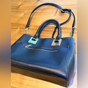 Black Pebbled leather satchel handbag by Marc New York